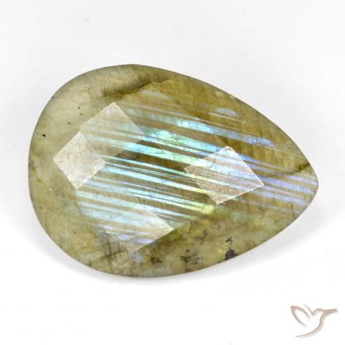 9.93ct Naturale Multicolore Labradorite, Forma a pera, Traslucido