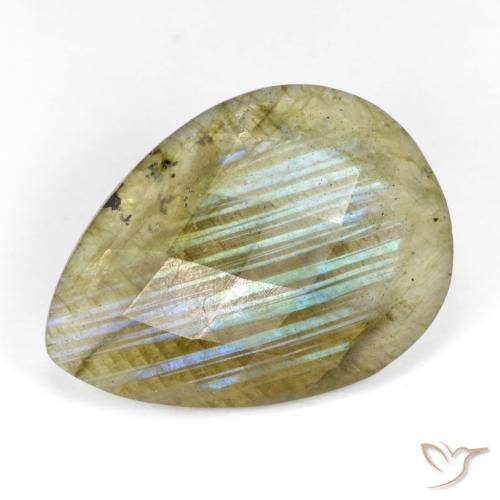 Labradorite Multicolore naturale da 9.93 ct, Forma a pera, Traslucido