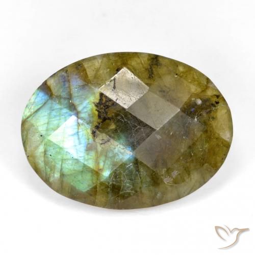11.59ct Naturale Multicolore Labradorite, Ovale, Traslucido