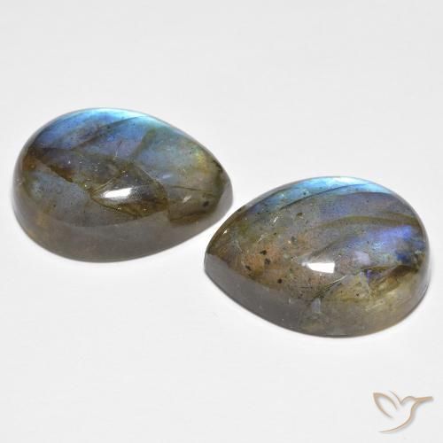 Gemme di Labradorite Multicolore naturale da 18.90 ct, Forma a pera, Traslucido