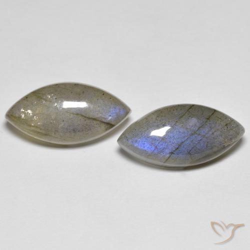 10.21ctw Naturale Multicolore Labradorite, Taglio marquise, Traslucido