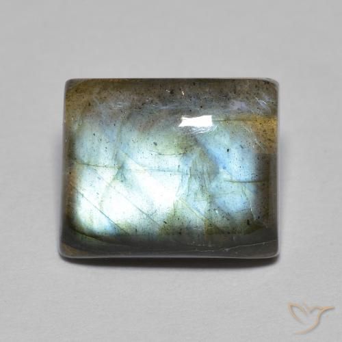 5.45ct Naturale Multicolore Labradorite, Taglio a baguette, Traslucido