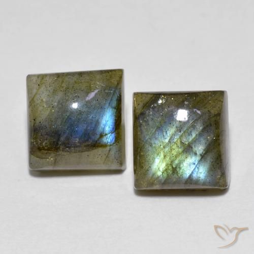 4.42ctw Naturale Multicolore Labradorite, Quadrato, Trasparente