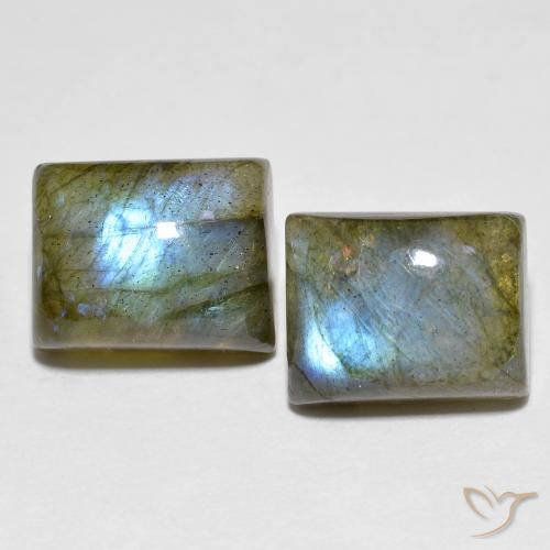 8.68ctw Naturale Multicolore Labradorite, Taglio a baguette, Traslucido