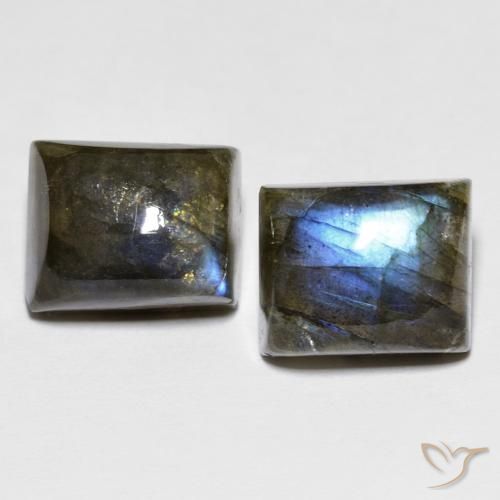 10.20ctw Naturale Multicolore Labradorite, Taglio a baguette, Traslucido