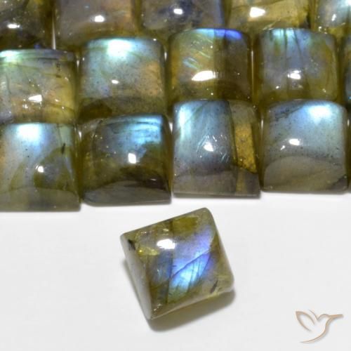 Labradorite Multicolore naturale da 1.46 ct, Quadrato, Traslucido