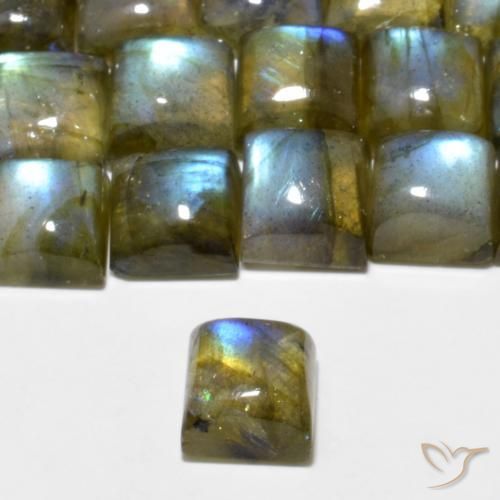 Labradorite Multicolore naturale da 1.46 ct, Quadrato, Traslucido