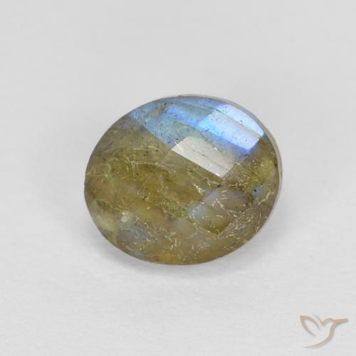 1.26ct Naturale Multicolore Labradorite, Ovale, Traslucido