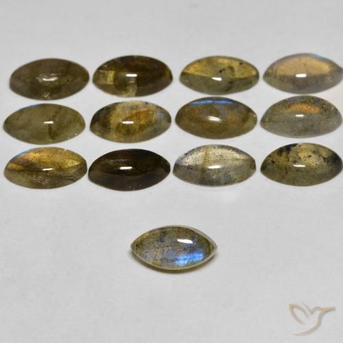 0.71ct Naturale Multicolore Labradorite, Taglio marquise, Trasparente