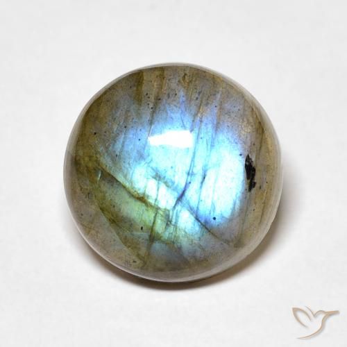 4.89ct Naturale Multicolore Labradorite, Rotondo, Traslucido