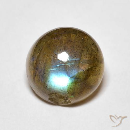 3.68ct Naturale Multicolore Labradorite, Rotondo, Traslucido
