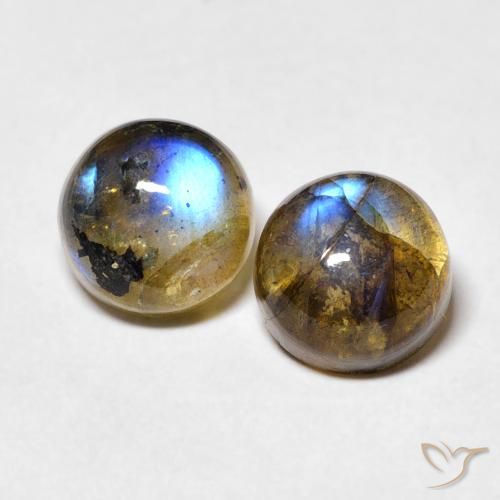 3.63ctw Naturale Multicolore Labradorite, Rotondo, Traslucido