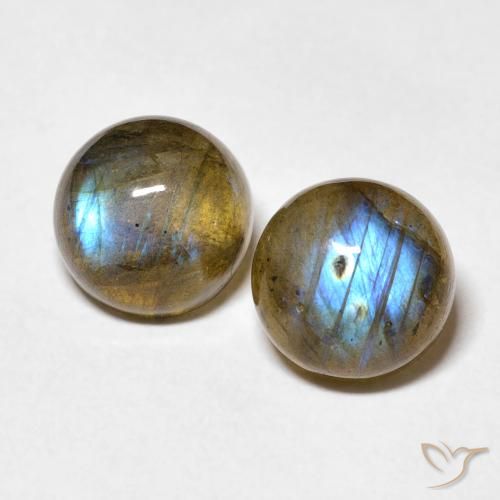 5.06ctw Naturale Multicolore Labradorite, Rotondo, Opaco