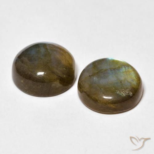Gemme di Labradorite Multicolore naturale da 7.40 ct, Rotondo, Opaco