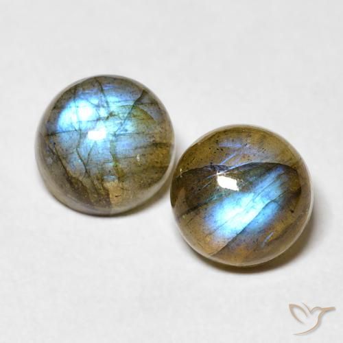3.64ctw Naturale Multicolore Labradorite, Rotondo, Traslucido