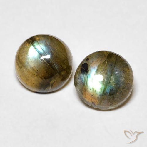 2.10ctw Naturale Multicolore Labradorite, Rotondo, Traslucido