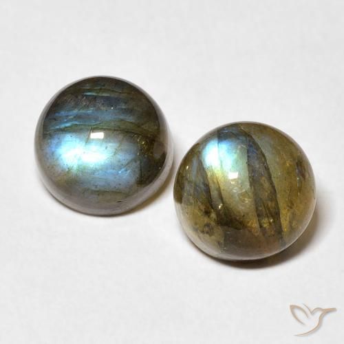 5.42ctw Naturale Multicolore Labradorite, Rotondo, Traslucido
