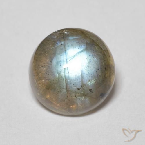2.16ct Naturale Multicolore Labradorite, Rotondo, Traslucido
