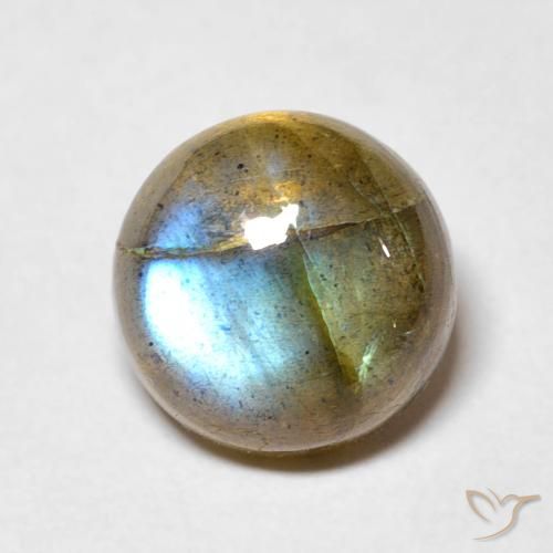 3.48ct Naturale Multicolore Labradorite, Rotondo, Traslucido