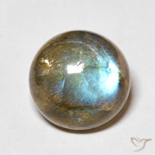 5.86ct Naturale Multicolore Labradorite, Rotondo, Traslucido