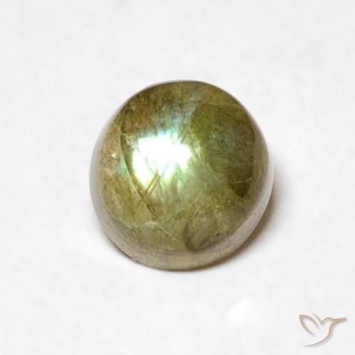 0.60ct Naturale Multicolore Labradorite, Rotondo, Traslucido