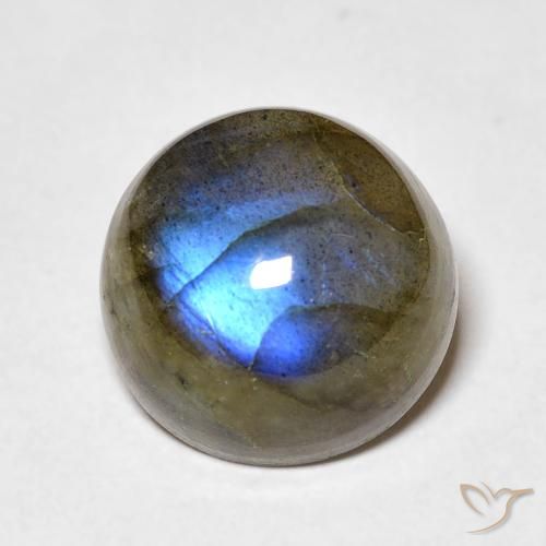 7.55ct Naturale Multicolore Labradorite, Rotondo, Traslucido