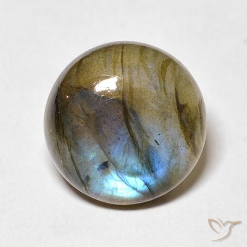 7.62ct Naturale Multicolore Labradorite, Rotondo, Traslucido
