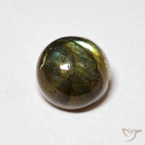 1.02ct Naturale Multicolore Labradorite, Rotondo, Traslucido