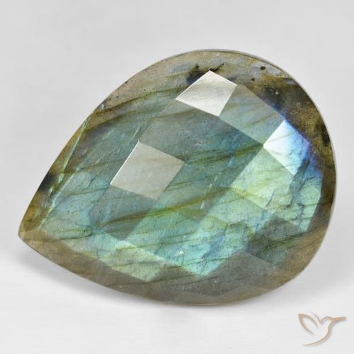 49.73ct Naturale Multicolore Labradorite, Forma a pera, Opaco