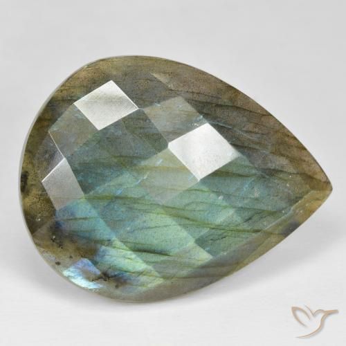 Labradorite Multicolore naturale da 49.73 ct, Forma a pera, Opaco