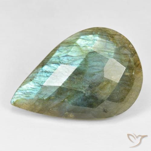 25.05ct Naturale Multicolore Labradorite, Forma a pera, Opaco