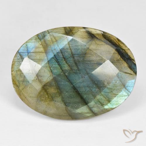26.37ct Naturale Multicolore Labradorite, Ovale, Opaco