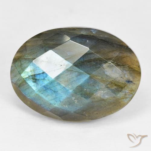 17.59ct Naturale Multicolore Labradorite, Ovale, Opaco