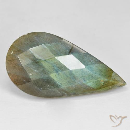 Labradorite Multicolore naturale da 31.85 ct, Forma a pera, Opaco