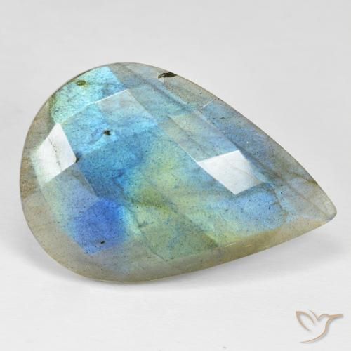 28.45ct Naturale Multicolore Labradorite, Forma a pera, Opaco