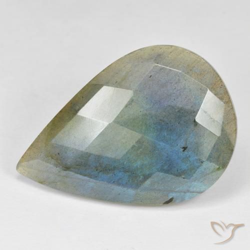 Labradorite Multicolore naturale da 28.45 ct, Forma a pera, Opaco
