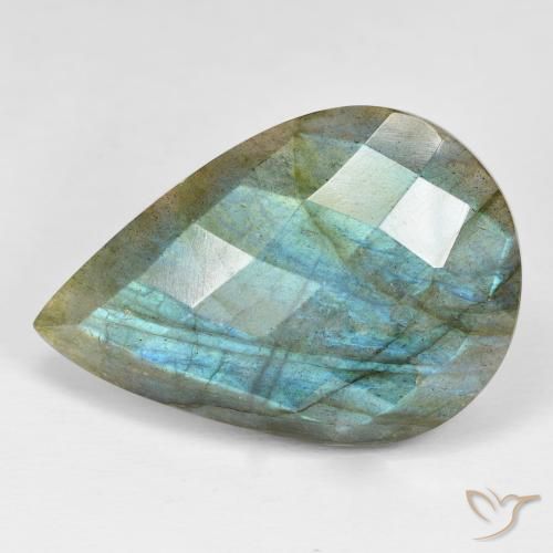 31.15ct Naturale Multicolore Labradorite, Forma a pera, Opaco