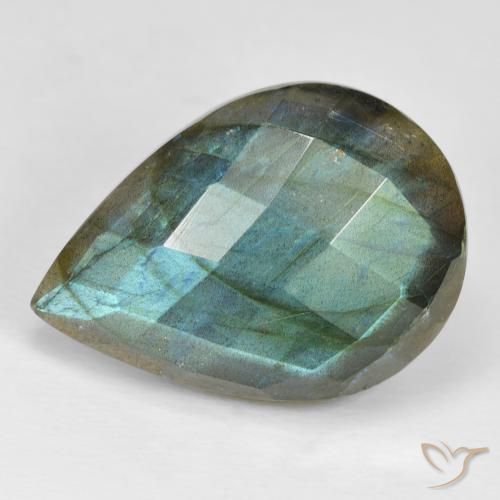 24.15ct Naturale Multicolore Labradorite, Forma a pera, Opaco