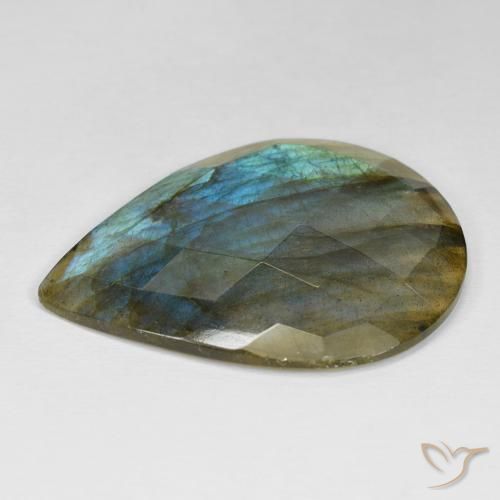 Labradorite Multicolore naturale da 34.55 ct, Forma a pera, Opaco