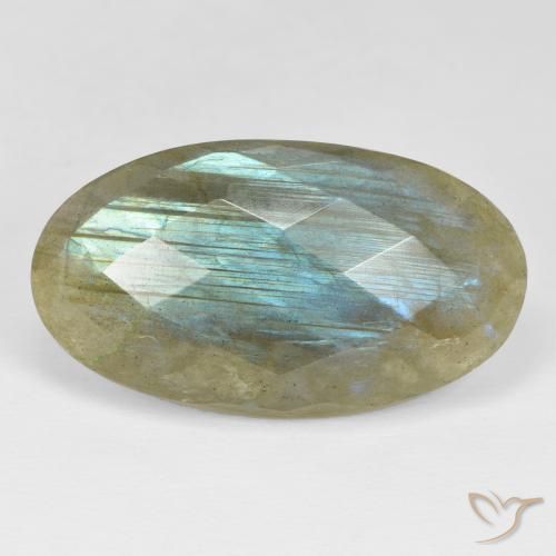 35.20ct Naturale Multicolore Labradorite, Ovale, Opaco