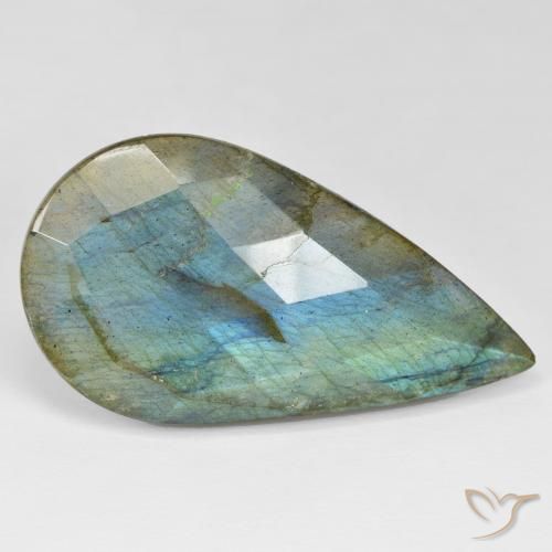 Labradorite Multicolore naturale da 35.49 ct, Forma a pera, Opaco