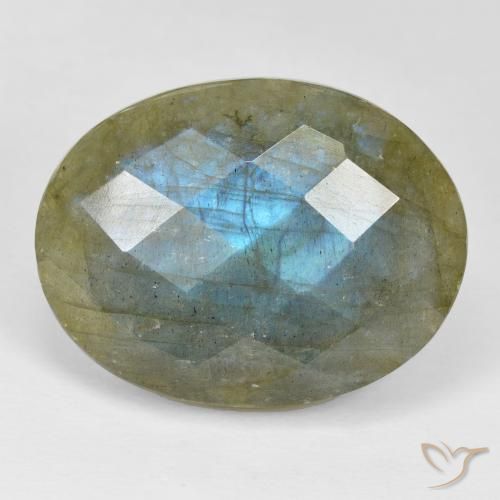 32.39ct Naturale Multicolore Labradorite, Ovale, Opaco