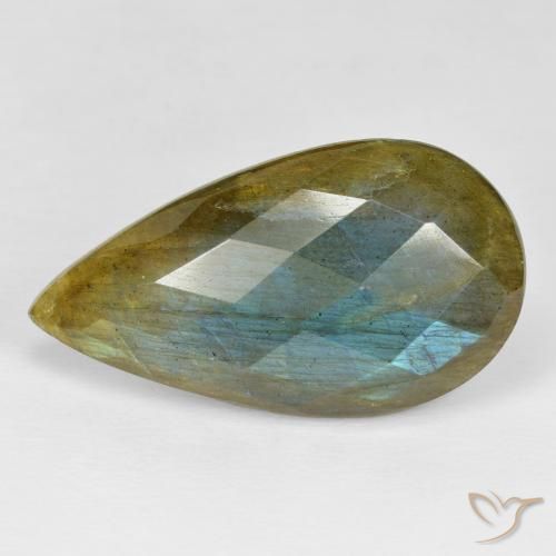 Labradorite Multicolore naturale da 25.95 ct, Forma a pera, Opaco