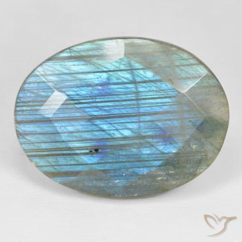 31.61ct Naturale Multicolore Labradorite, Ovale, Opaco