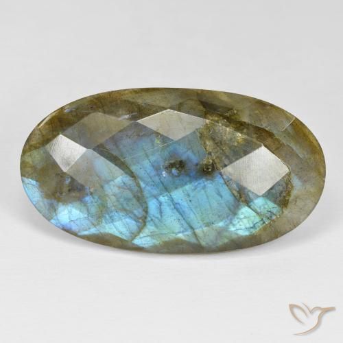 26.56ct Naturale Multicolore Labradorite, Ovale, Opaco