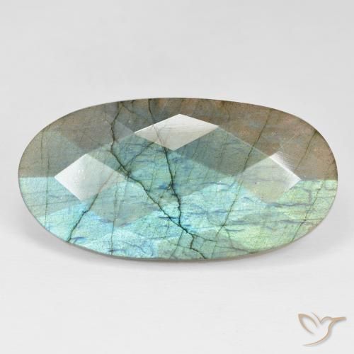 40.87ct Naturale Multicolore Labradorite, Ovale, Opaco