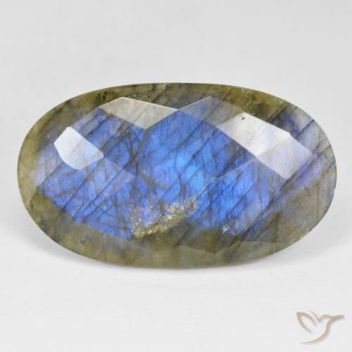 30.99ct Naturale Multicolore Labradorite, Ovale, Opaco