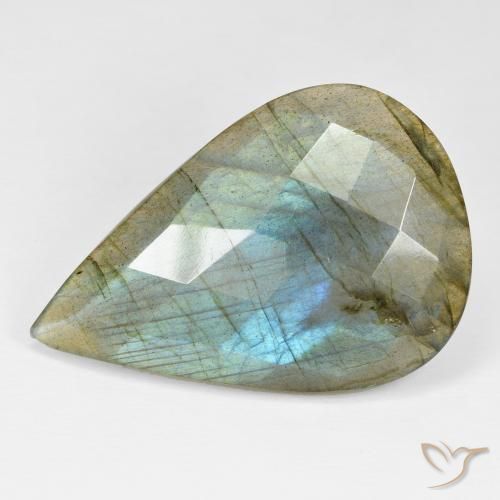 32.16ct Naturale Multicolore Labradorite, Forma a pera, Opaco