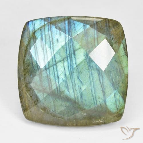 28.56ct Naturale Multicolore Labradorite, Cuscino, Opaco