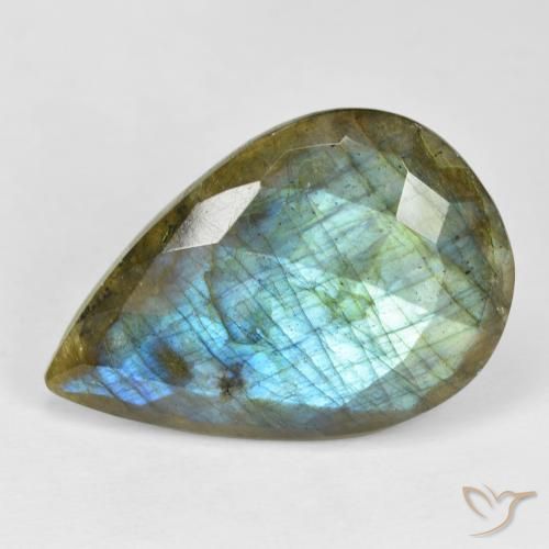 22.68ct Naturale Multicolore Labradorite, Forma a pera, Opaco